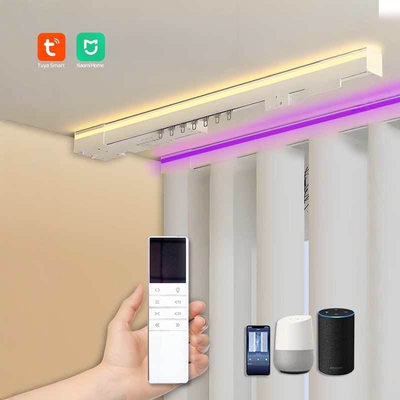 Smart curtain track with LED lighting