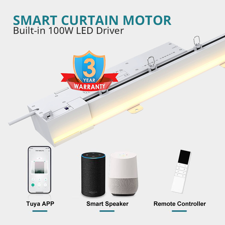 Smart curtain track with LED lighting
